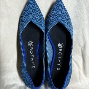 Rothy's The Point Flats Black Blue Python Size US 7